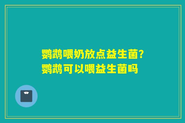 鹦鹉喂奶放点益生菌?鹦鹉可以喂益生菌吗 鹦鹉喂奶放点益生菌?鹦鹉可以喂益生菌吗
