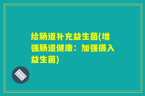 给肠道补充益生菌(增强肠道健康：加强摄入益生菌)