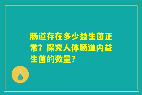 肠道存在多少益生菌正常？探究人体肠道内益生菌的数量？