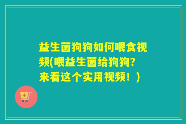 益生菌狗狗如何喂食视频(喂益生菌给狗狗？来看这个实用视频！)