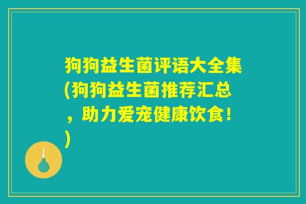 狗狗益生菌评语大全集(狗狗益生菌推荐汇总，助力爱宠健康饮食！)