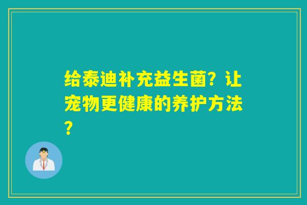 给泰迪补充益生菌？让宠物更健康的养护方法？