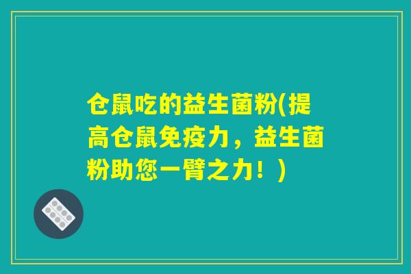 仓鼠吃的益生菌粉(提高仓鼠免疫力，益生菌粉助您一臂之力！)