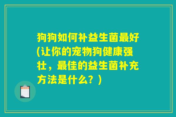 狗狗如何补益生菌最好(让你的宠物狗健康强壮，最佳的益生菌补充方法是什么？)