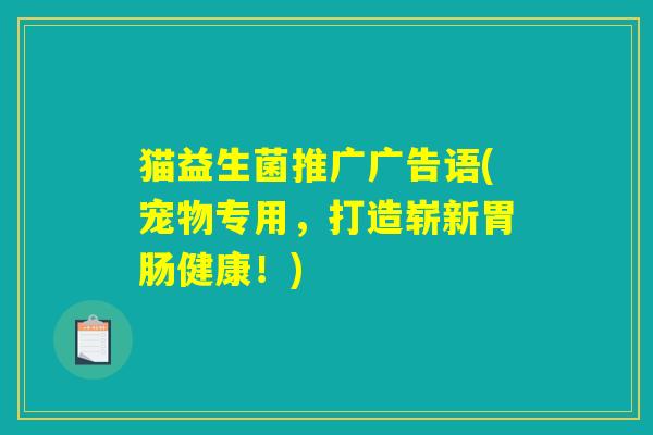 猫益生菌推广广告语(宠物专用,打造崭新健康!) 猫益生菌推广广告语(宠物专用,打造崭新健康!)
