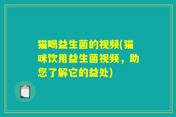 猫喝益生菌的视频(猫咪饮用益生菌视频，助您了解它的益处)