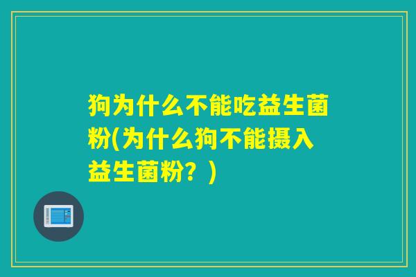 狗为什么不能吃益生菌粉(为什么狗不能摄入益生菌粉?) 狗为什么不能吃益生菌粉(为什么狗不能摄入益生菌粉?)