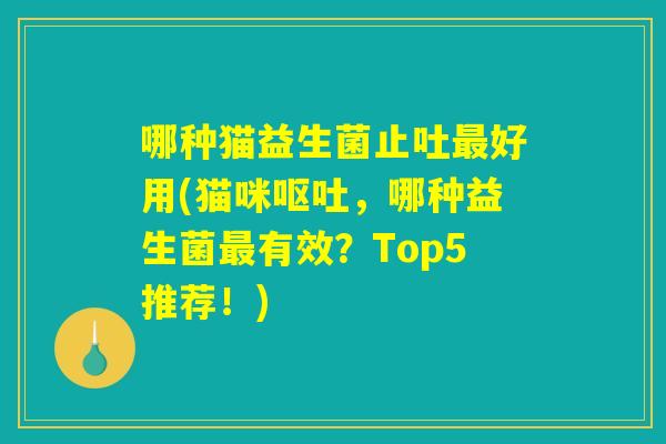 哪种猫益生菌止吐最好用(猫咪呕吐，哪种益生菌最有效？Top5推荐！)