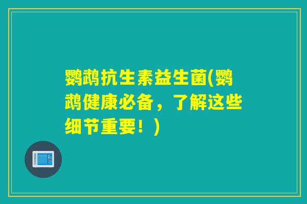 鹦鹉抗生素益生菌(鹦鹉健康必备，了解这些细节重要！)