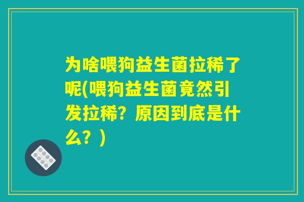 为啥喂狗益生菌拉稀了呢(喂狗益生菌竟然引发拉稀？原因到底是什么？)