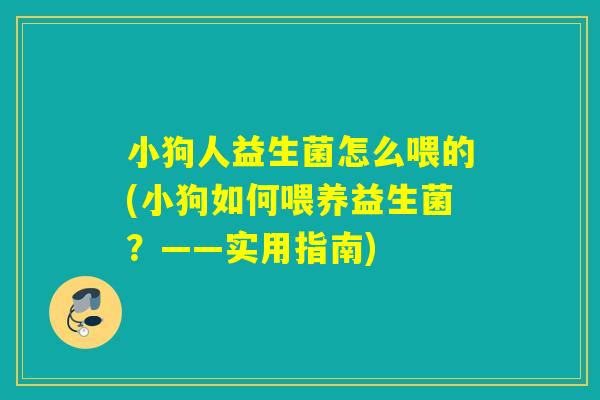 小狗人益生菌怎么喂的(小狗如何喂养益生菌？——实用指南)