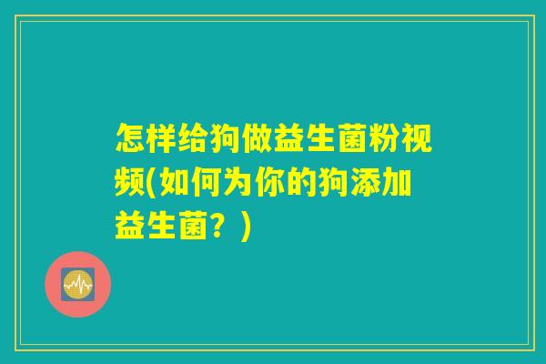 怎样给狗做益生菌粉视频(如何为你的狗添加益生菌？)