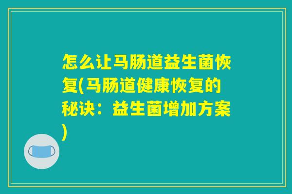 怎么让马肠道益生菌恢复(马肠道健康恢复的秘诀：益生菌增加方案)