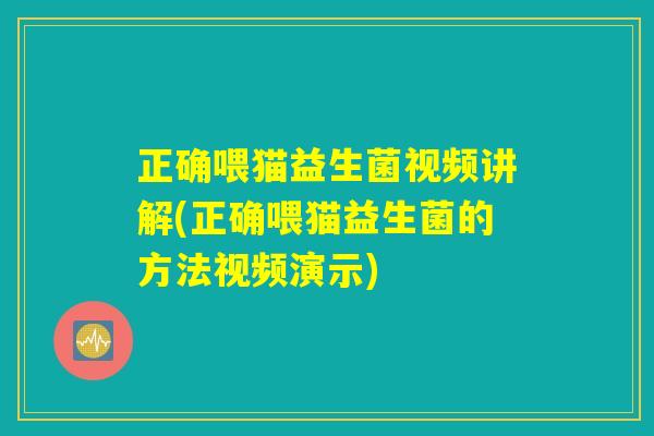 正确喂猫益生菌视频讲解(正确喂猫益生菌的方法视频演示)