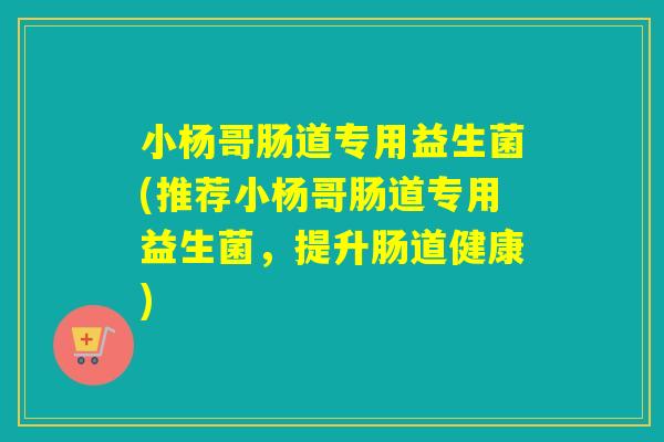 小杨哥肠道专用益生菌(推荐小杨哥肠道专用益生菌，提升肠道健康)