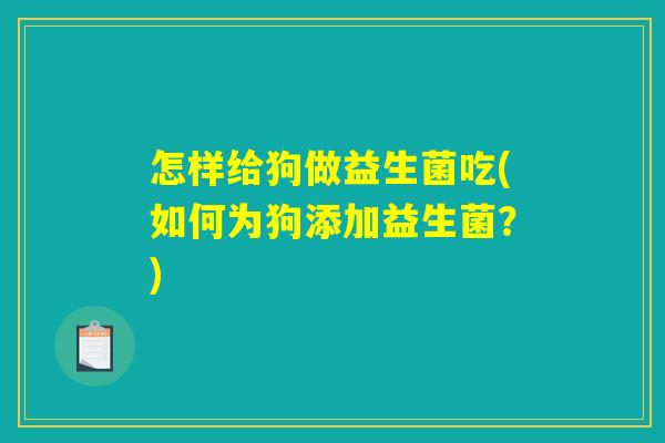 怎样给狗做益生菌吃(如何为狗添加益生菌？)