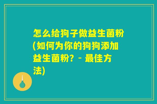怎么给狗子做益生菌粉(如何为你的狗狗添加益生菌粉？- 最佳方法)