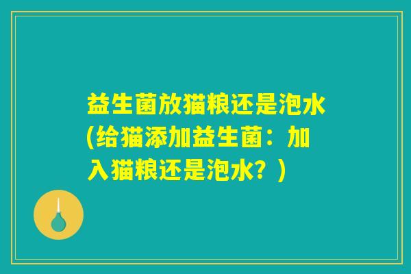 益生菌放猫粮还是泡水(给猫添加益生菌：加入猫粮还是泡水？)