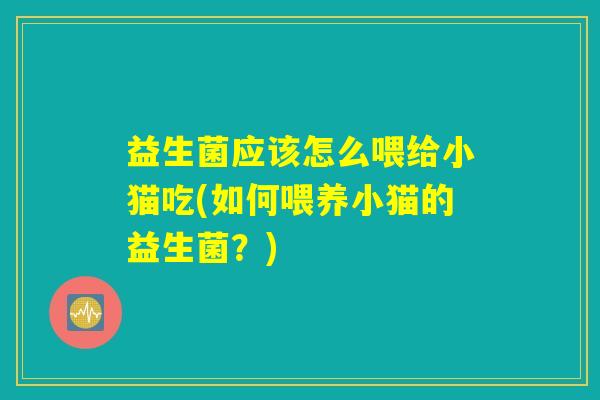 益生菌应该怎么喂给小猫吃(如何喂养小猫的益生菌?) 益生菌应该怎么喂给小猫吃(如何喂养小猫的益生菌?)