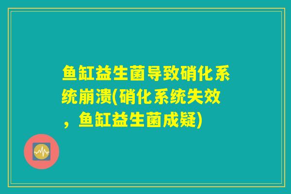 鱼缸益生菌导致硝化系统崩溃(硝化系统失效，鱼缸益生菌成疑)