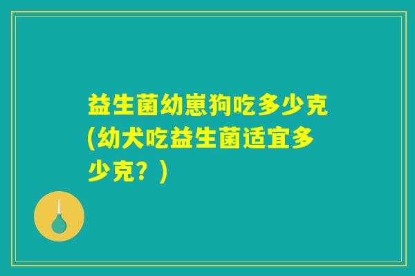 益生菌幼崽狗吃多少克(幼犬吃益生菌适宜多少克?) 益生菌幼崽狗吃多少克(幼犬吃益生菌适宜多少克?)