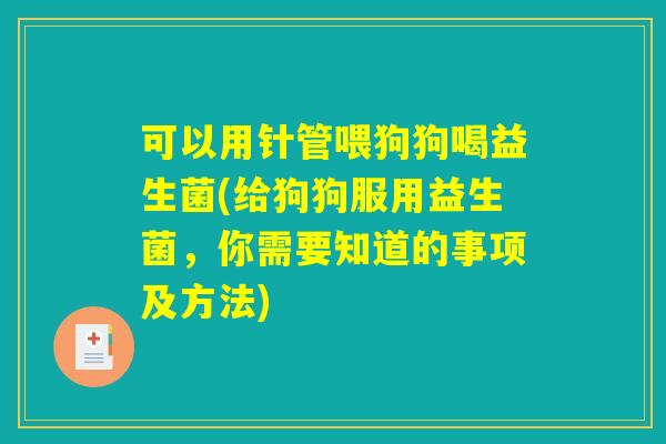 可以用针管喂狗狗喝益生菌(给狗狗服用益生菌,你需要知道的事项及方法) 可以用针管喂狗狗喝益生菌(给狗狗服用益生菌,你需要知道的事项及方法)