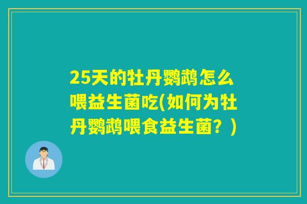 25天的牡丹鹦鹉怎么喂益生菌吃(如何为牡丹鹦鹉喂食益生菌？)