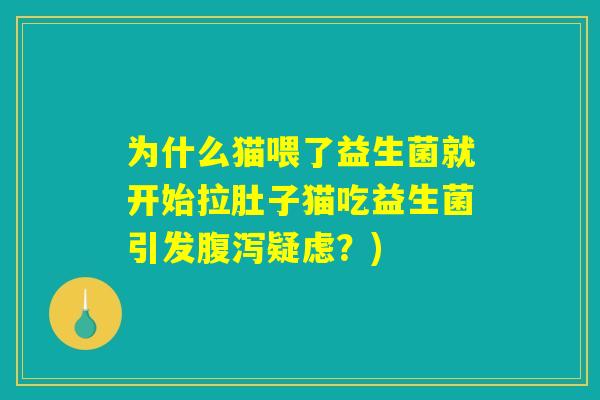为什么猫喂了益生菌就开始拉肚子猫吃益生菌引发腹泻疑虑？)