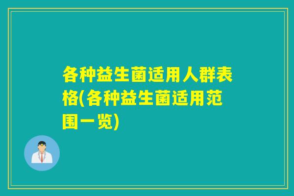 各种益生菌适用人群表格(各种益生菌适用范围一览)