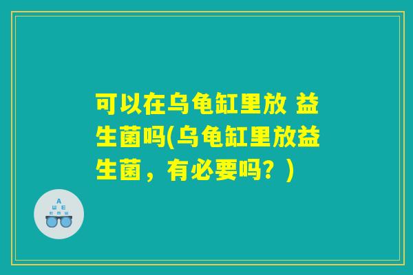 可以在乌龟缸里放 益生菌吗(乌龟缸里放益生菌，有必要吗？)