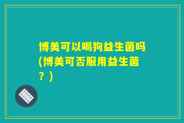 博美可以喝狗益生菌吗(博美可否服用益生菌？)