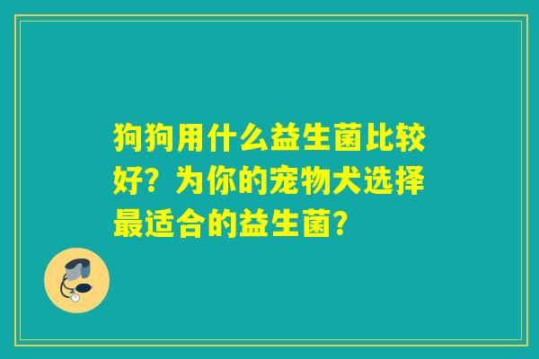 狗狗用什么益生菌比较好？为你的宠物犬选择最适合的益生菌？