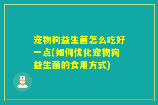 宠物狗益生菌怎么吃好一点(如何优化宠物狗益生菌的食用方式)
