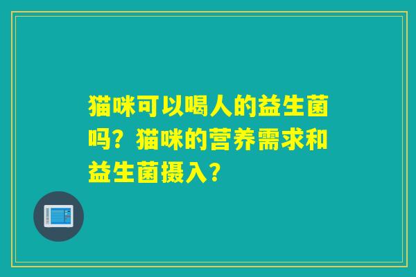 猫咪可以喝人的益生菌吗？猫咪的营养需求和益生菌摄入？