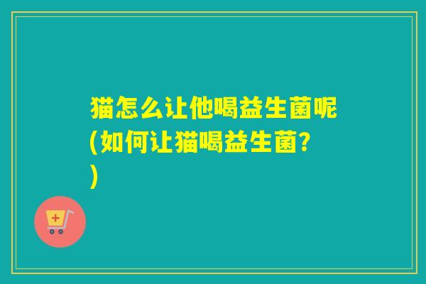 猫怎么让他喝益生菌呢(如何让猫喝益生菌？)