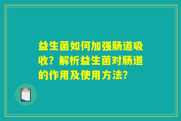 益生菌如何加强肠道吸收？解析益生菌对肠道的作用及使用方法？
