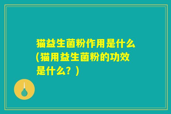 猫益生菌粉作用是什么(猫用益生菌粉的功效是什么?) 猫益生菌粉作用是什么(猫用益生菌粉的功效是什么?)