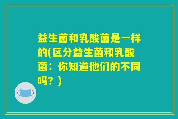 益生菌和乳酸菌是一样的(区分益生菌和乳酸菌：你知道他们的不同吗？)
