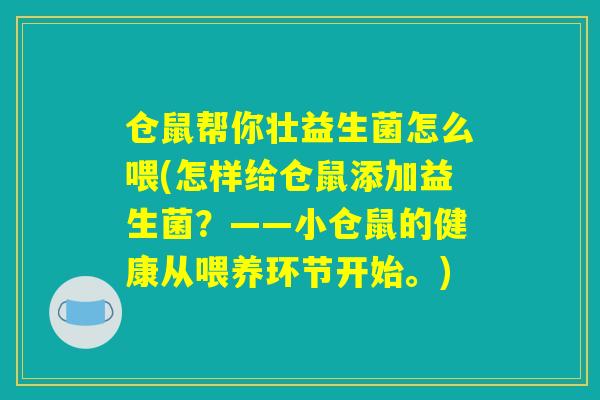 仓鼠帮你壮益生菌怎么喂(怎样给仓鼠添加益生菌？——小仓鼠的健康从喂养环节开始。)