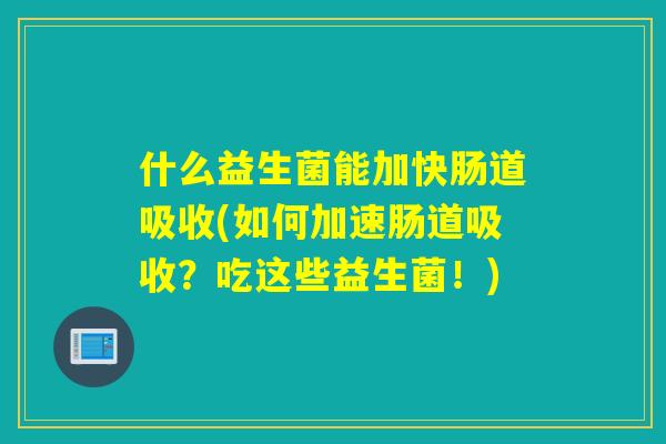 什么益生菌能加快肠道吸收(如何加速肠道吸收？吃这些益生菌！)
