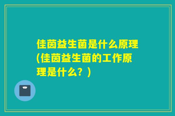 佳茵益生菌是什么原理(佳茵益生菌的工作原理是什么？)
