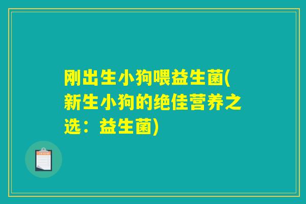 刚出生小狗喂益生菌(新生小狗的绝佳营养之选：益生菌)