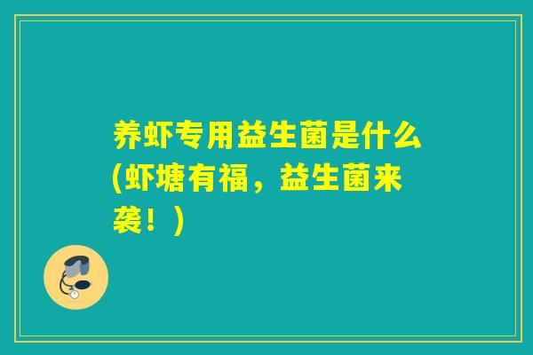养虾专用益生菌是什么(虾塘有福，益生菌来袭！)