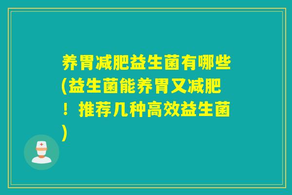 养胃减肥益生菌有哪些(益生菌能养胃又减肥！推荐几种高效益生菌)