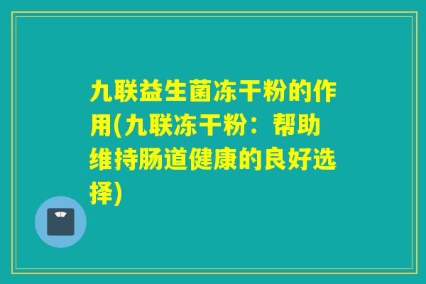 九联益生菌冻干粉的作用(九联冻干粉：帮助维持肠道健康的良好选择)