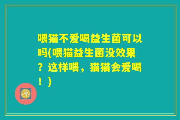 喂猫不爱喝益生菌可以吗(喂猫益生菌没效果？这样喂，猫猫会爱喝！)