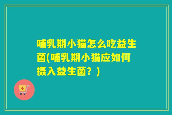 哺乳期小猫怎么吃益生菌(哺乳期小猫应如何摄入益生菌?) 哺乳期小猫怎么吃益生菌(哺乳期小猫应如何摄入益生菌?)