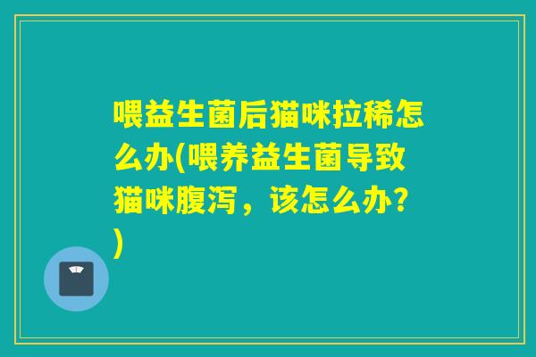 喂益生菌后猫咪拉稀怎么办(喂养益生菌导致猫咪腹泻，该怎么办？)