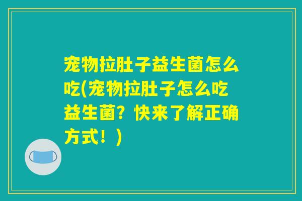 宠物拉肚子益生菌怎么吃(宠物拉肚子怎么吃益生菌？快来了解正确方式！)