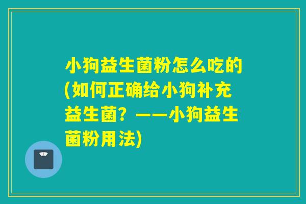 小狗益生菌粉怎么吃的(如何正确给小狗补充益生菌？——小狗益生菌粉用法)